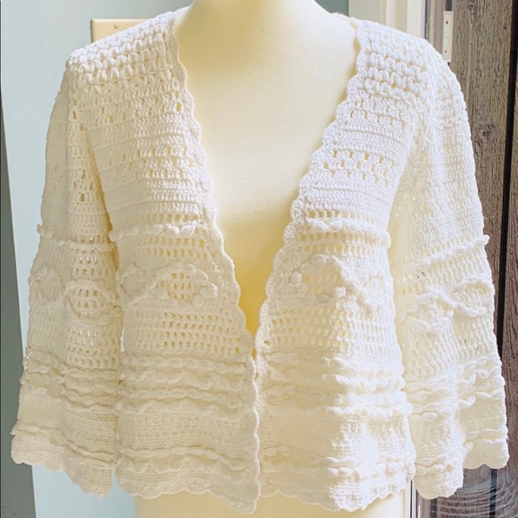Calypso St. Barth Tops - Calypso St Barth White Cotton crocheted cardigan M